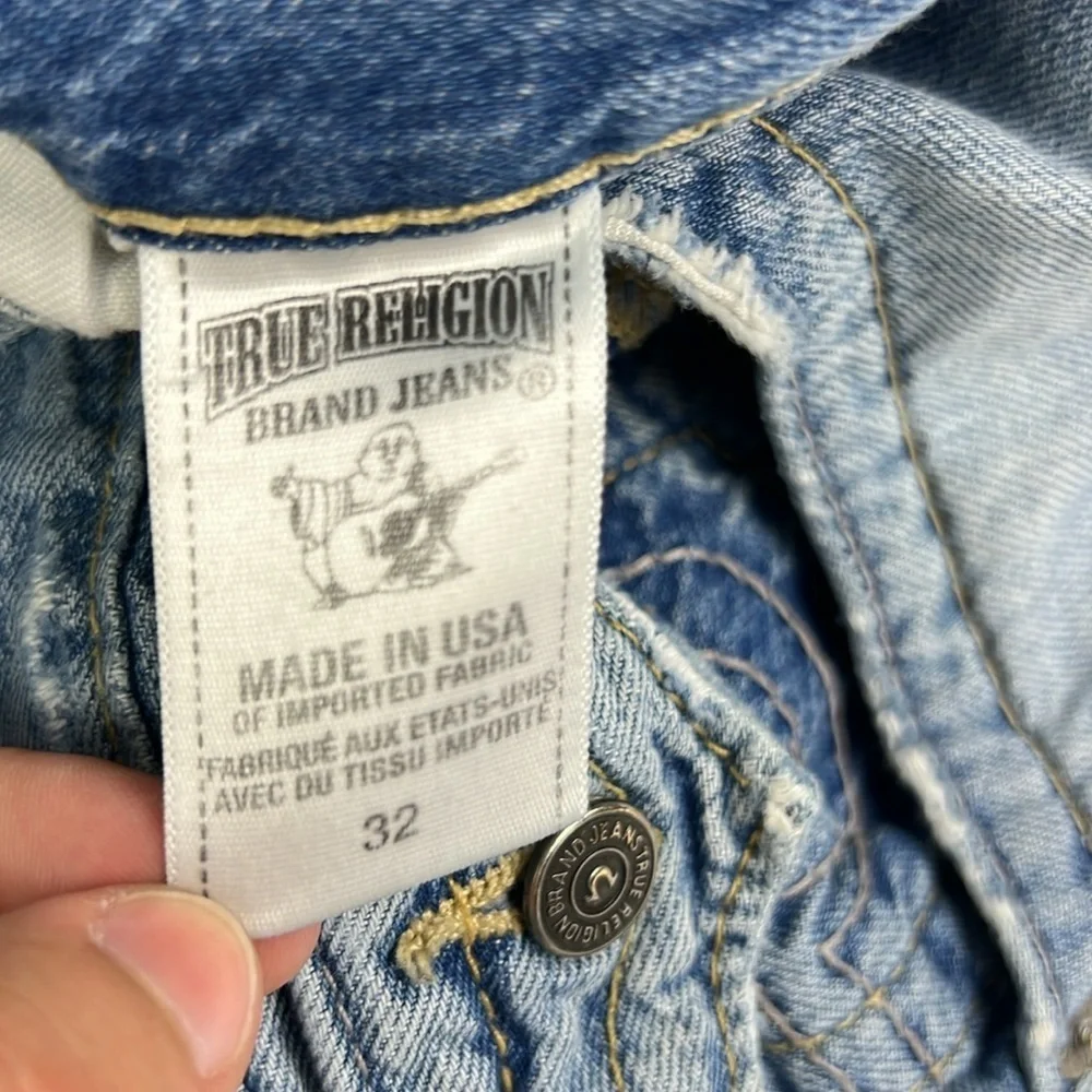 True Religion‎ Men 32 Faded Distressed Straight Flap Pockets Jean
